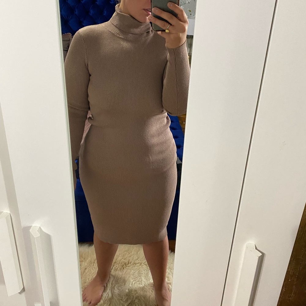 Nude Sweater Midi Dress